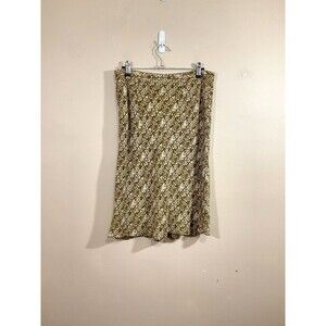 VTG Banana Republic Silk Floral Knee Length Skirt 8 Brown Y2K Fairy Boho Cottage